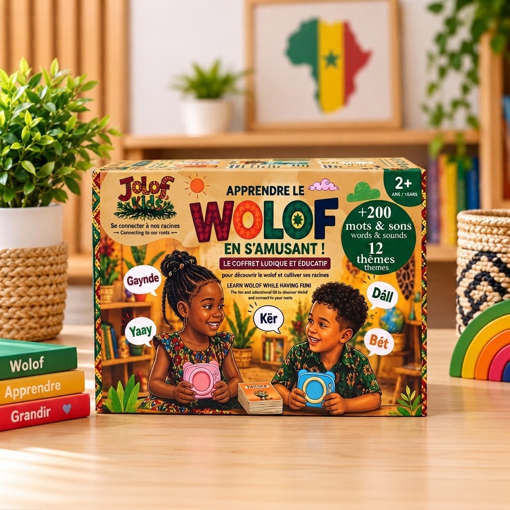 Coffret JOLOF Kids Apprendre le wolof en s'amusant, 220 mots et 12 thèmes